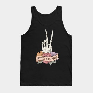 "Protect Your Peace" Skelton Peace Sign Tank Top